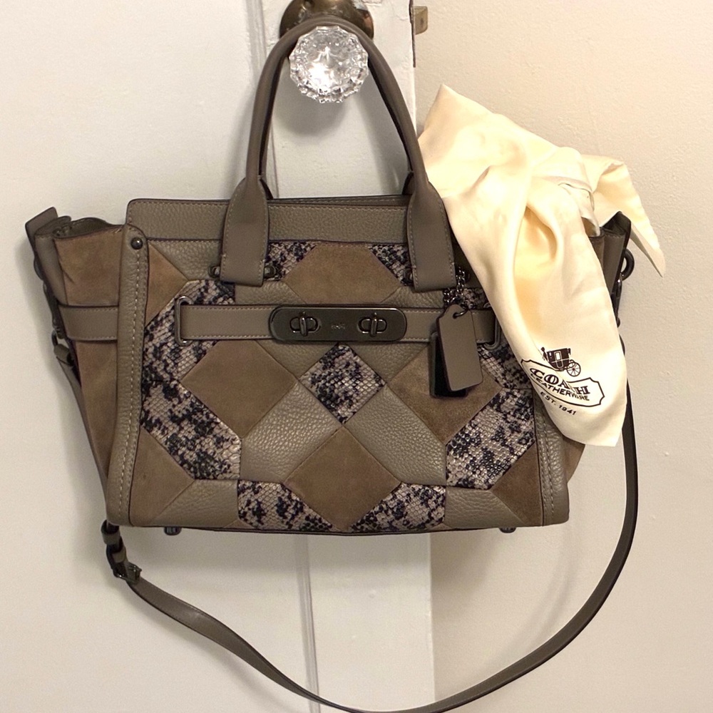 Retired Coach Purse Swagger 27 In Patchwork Exotic Embossed Leather Ret$695